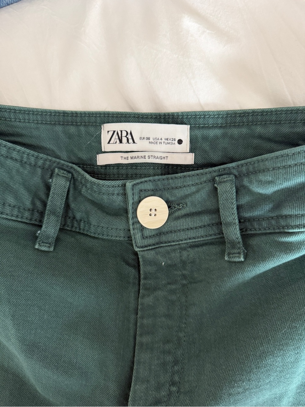 Zara Marine Straight Jeans, High Rise Wide Leg Jeans With Raw Hem - Picture 3 of 4